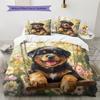 Rottweiler and garden Pattern Bedding Home Decoration Birthday Gift (1 * duvet cover + 2 * pillowcase, without core)