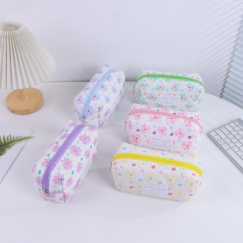 Sweet Cute Floral Pen Case Cosmetic Bag Girl Sundries Makeup Storage Bags Travel Portable Organizer Bag Student Stationery Gifts