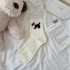Ladies Spring and Summer Cute Cartoon Bow Boneless Middle Tube Pile Socks