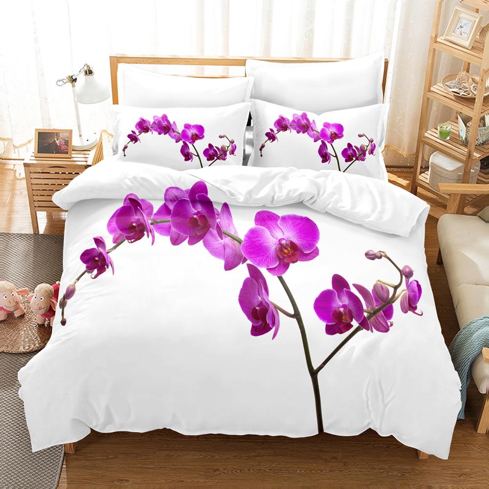 Floral Duvet Cover King Twin Queen Double Size Kit 3D Flower Printed Pillowcase  New Wholesale Elegant Bedspread