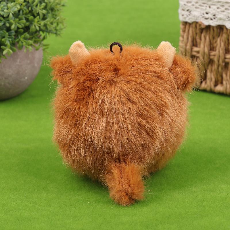 Simulated Scottish Highland Cow Plush Toy Keychain Cute Stuffed Animal Ornaments Kawaii Soft Plush Doll Pendant Bag Charm Gifts