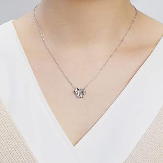 Cinnamoroll Dancing Stone Necklace Open Heart Silver 925 Cubic Zirconia.