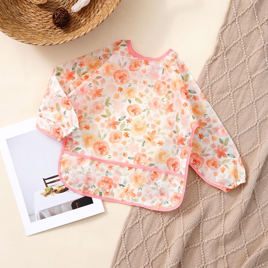 Elinfant 1PC Long Sleeve Bibs, Waterproof Feeding Bibs,Washable Burp Cloth,Coveralls Bibs,Easy To Clean,Wash-Free Eating Bibs
