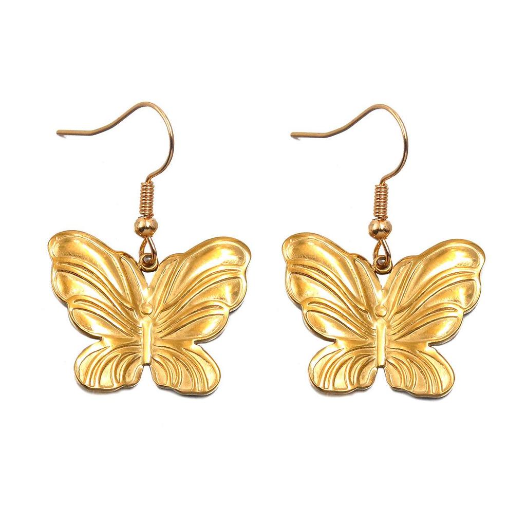 Butterfly Pendant Animal Charm - 304 Stainless Steel, 2 Colors & Styles, Hollow-Out Design