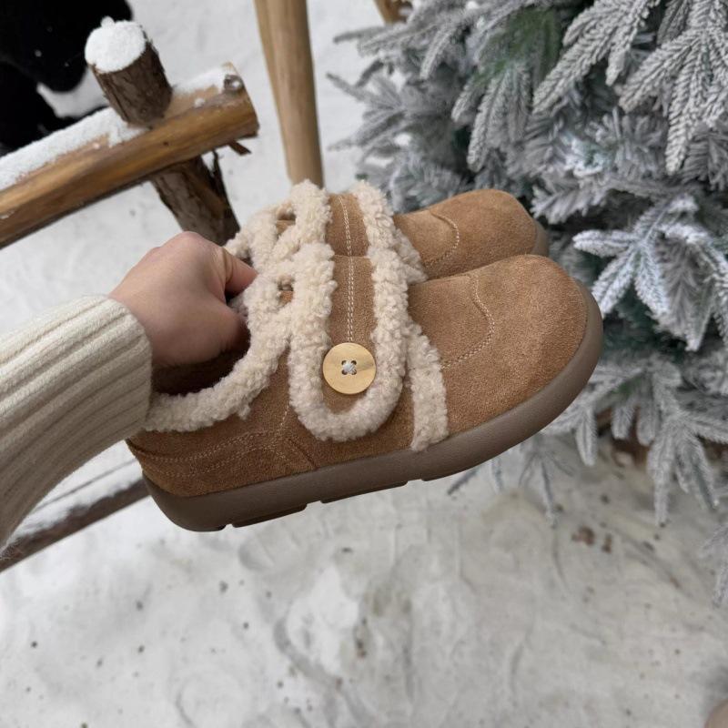 Retro thick-soled women s winter new warm Boken wool shoes piled and thickened casual cotton shoes 40 хаки 3450₽