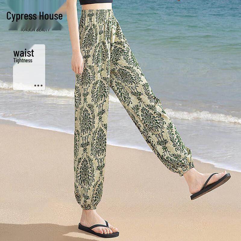 Women s High-Waist Retro Print Tapered Casual Pants One Size