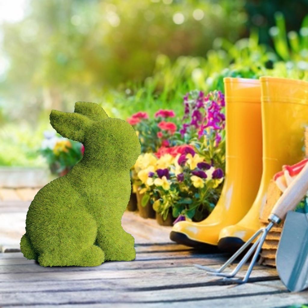 Flocked Easter Decor Resin Garden Bunny Statue Easter Garden Ornament