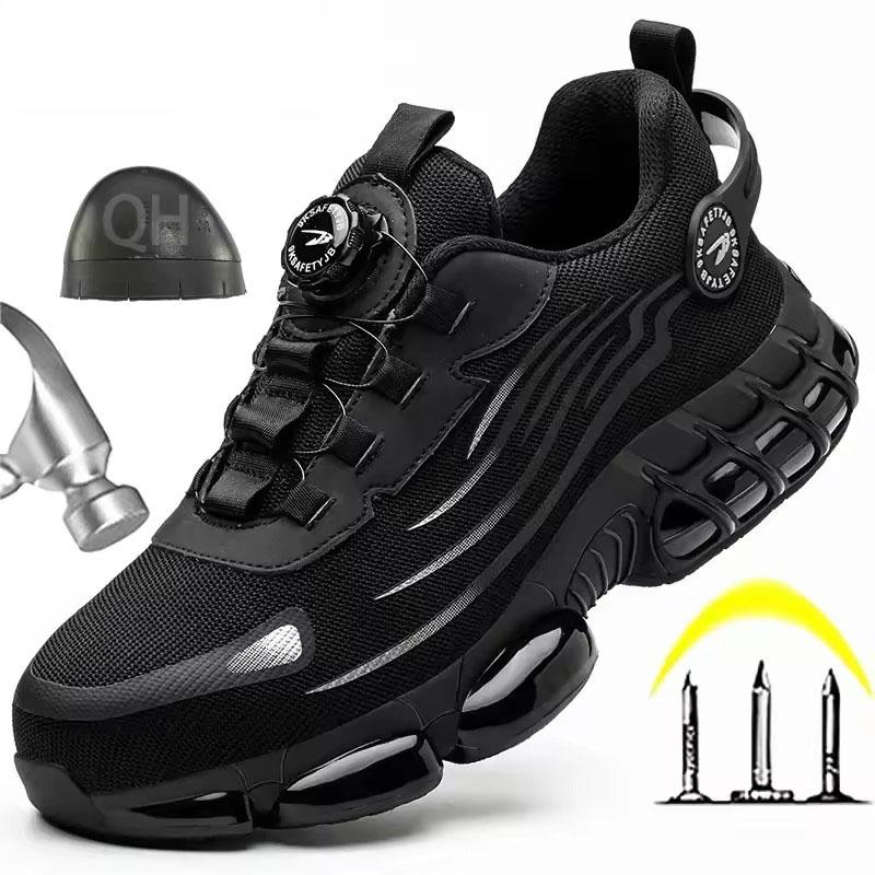 Otočný knoflík Nová bezpečnostní obuv Muži Protirozbití Pracovní obuv Proti propíchnutí Móda Muži Sportovní obuv Bezpečnostní Ochranná obuv Muži