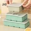 Durable Silicone Ice Mold Cube Tray with Lid 4/6/8 Cavities Easy Release Drinks Summer Refrigerator Cocktail Whiskey Maker Press Kitchen Supplies
