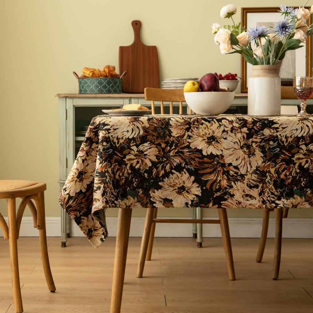 Retro American Tablecloth Elegant Dining Table Cover Oil Painting Design Luxury Table Mat Tea Table Cloth for Home Decor