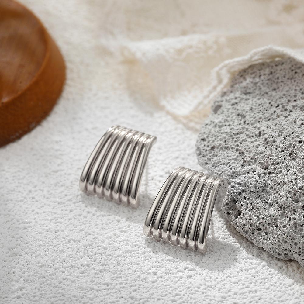 Modische glänzende dreilagige strukturierte Ohrringe mit verschlungenem Knoten für Damen, goldfarben, Edelstahl-Ohrring, Vintage-Schmuck, Geschenk