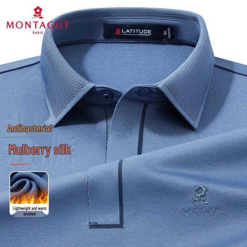 MONTAGUT Men s 10A Antibacterial Silk Blend Long-Sleeve Polo 50