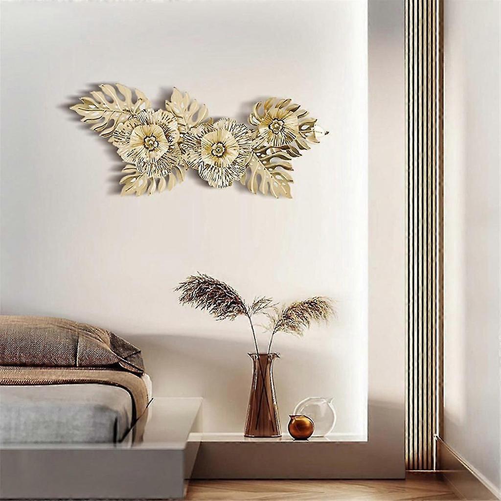 Leaves Metal Wall Decor Wall Sculpture Decor Luxury Iron Hanging Artwork for Anniversary Living Roo