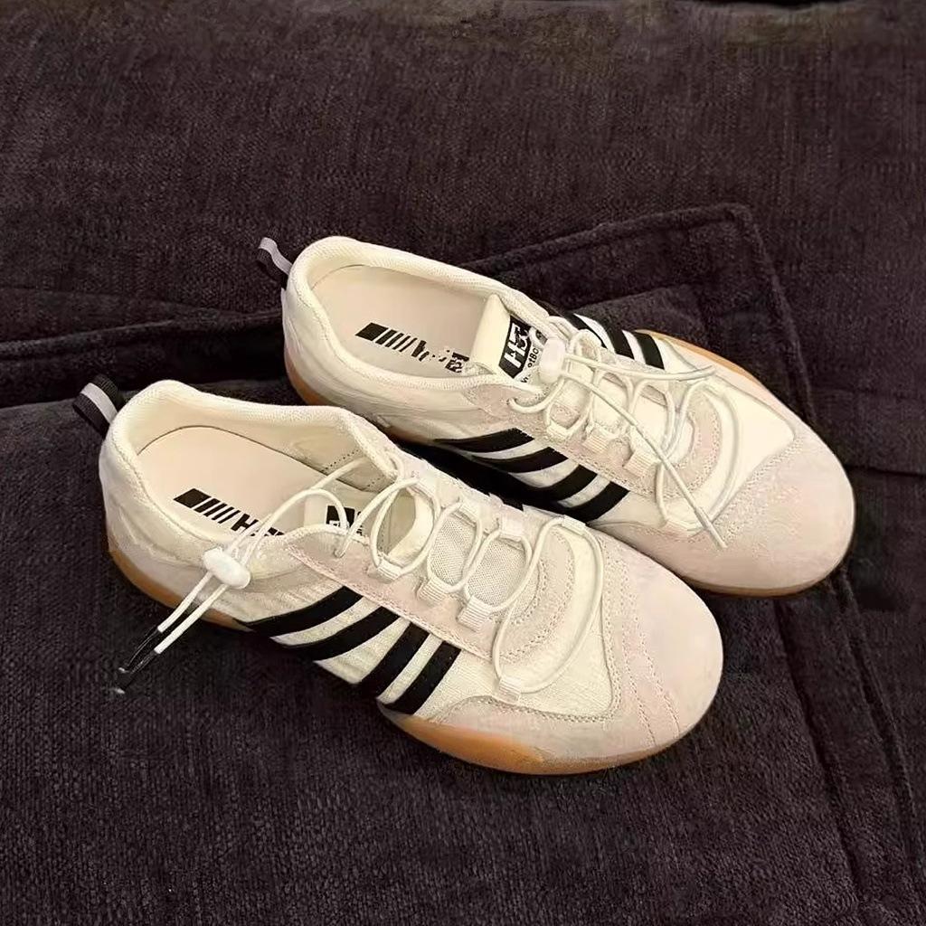 2025 summer new matte cowhide breathable cloth surface comfortable soft beef tendon sole elastic band versatile casual German training women's shoes