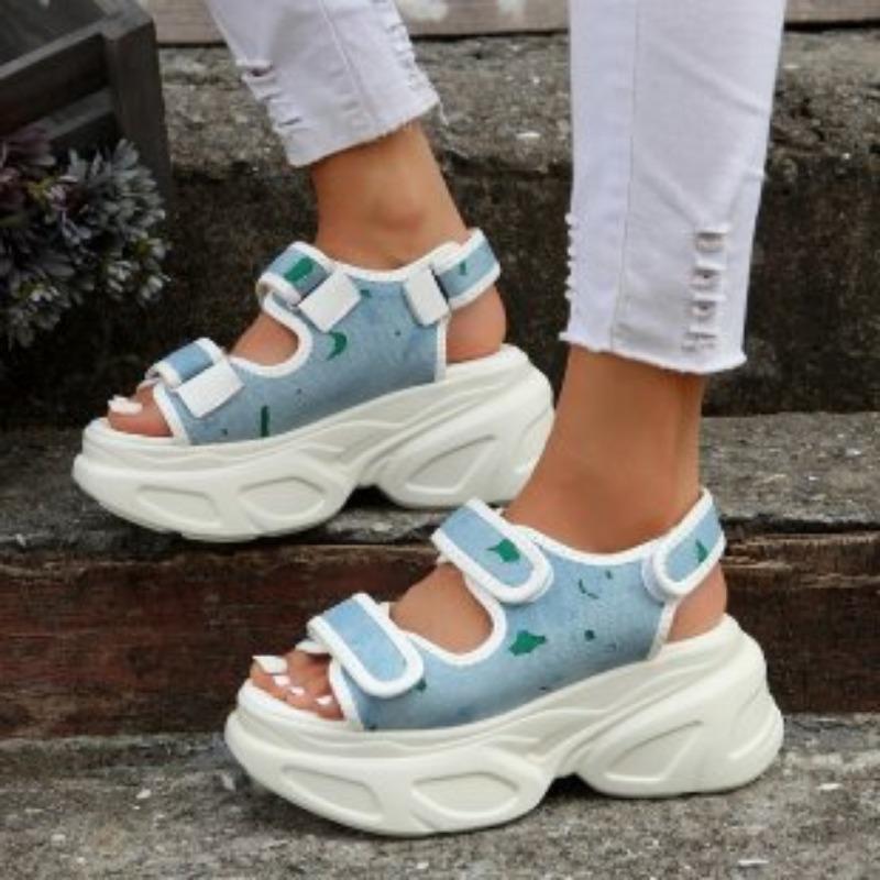 New Ladies Muffin Velcro Platform Sandals