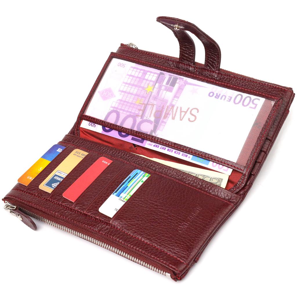 Beautiful Female Cats Made of Genuine Grained Leather CANPELLINI Wallet 21636 Burgundy