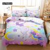 Duvet Cover Cartoon Unicorn Floral Bedding Set Microfiber Flying Horse Comforter Cover Full Queen Children Girls Bedroom Decor