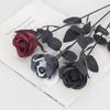 Black and White Roses Cemetery Roses Long Stem with Leaves Black Bouquet