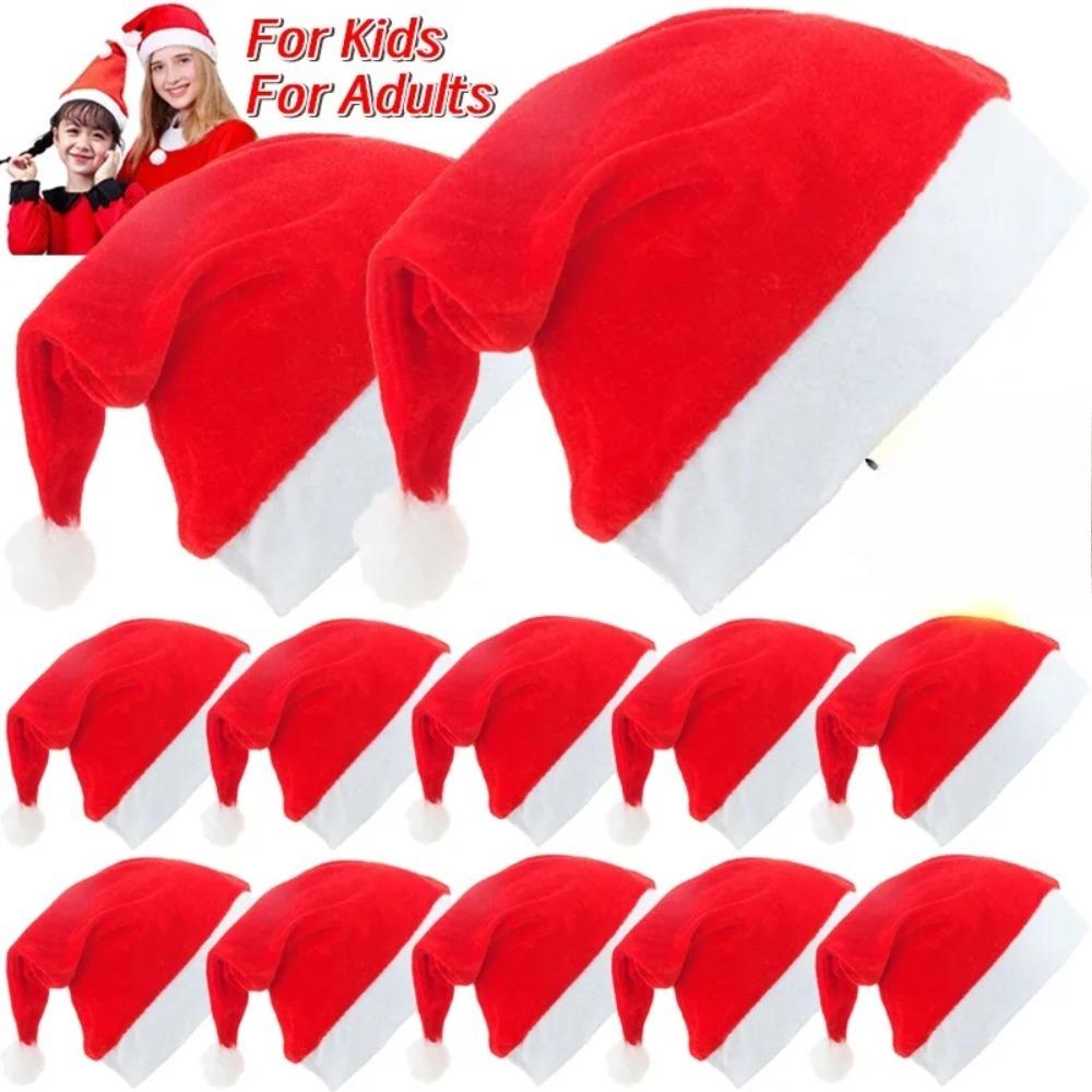 Red Christmas Hats for Adults Kids Non-woven Fabric Santa Claus Xmas Hats Cap Merry Christmas New Year Festival Party Decoration