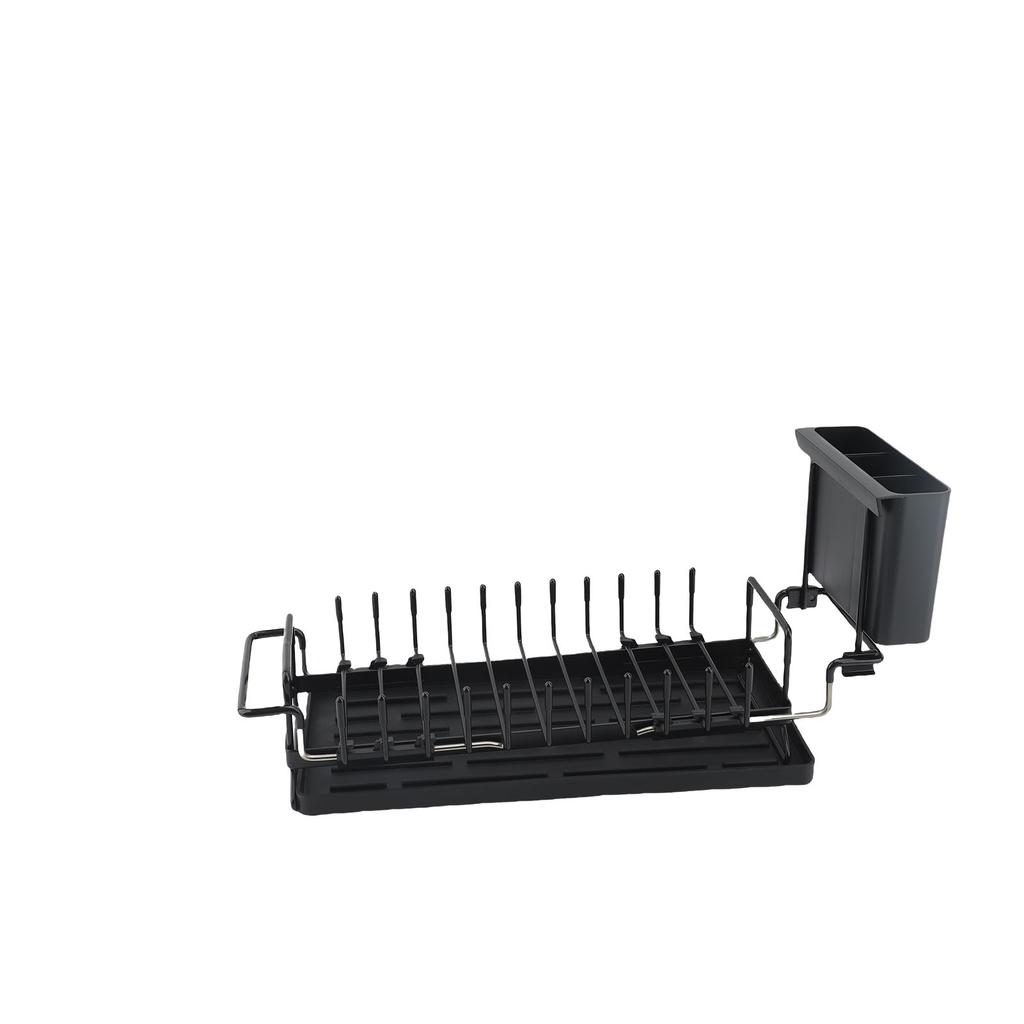 Dish Rack with Drying Mat Utensil Holder Multi Purpose Extendable Dish Drainer for Kitchen Sink