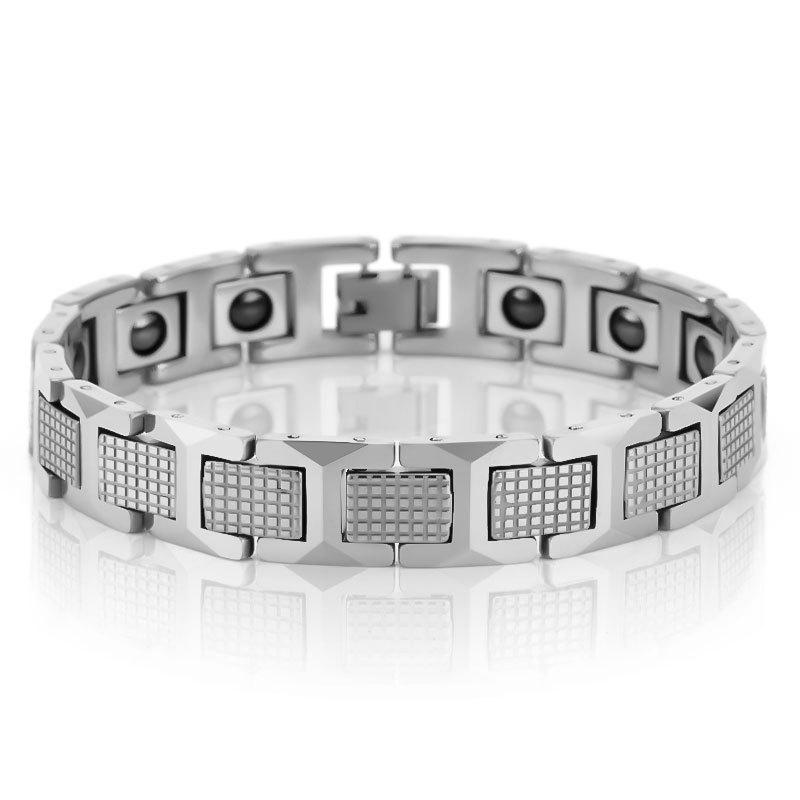 12mm Punk Gold Color Germanium Stone Magnet Health Bracelet Men Women Hiphop Black Stainless Steel Bike Magnetic Bangle Jewelry