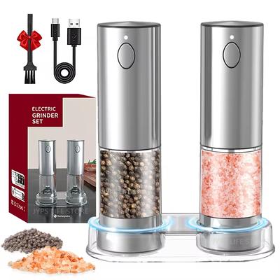 Elektrische Pfeffermühle, Edelstahl, Salz- und Pfeffermühle, USB-Aufladung, einstellbare Grobheit, Gewürzmühle, Küchenwerkzeug