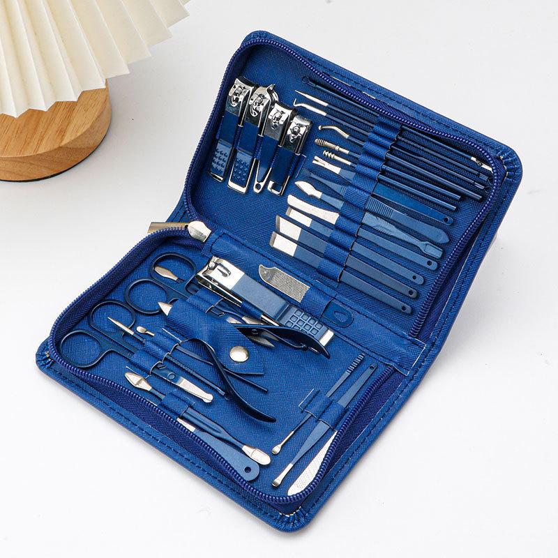 

30-Piece Purple Nail Clipper & Manicure Tool Set - Large Size for Home Use синий