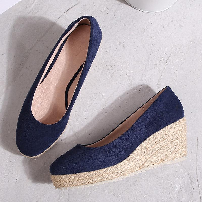 2026 Princess Kate's Same Suede Wedge Single Shoes Women Shallow Mouth Espadrilles Spring&Autumn Sandals High Heels Ladies Shoes