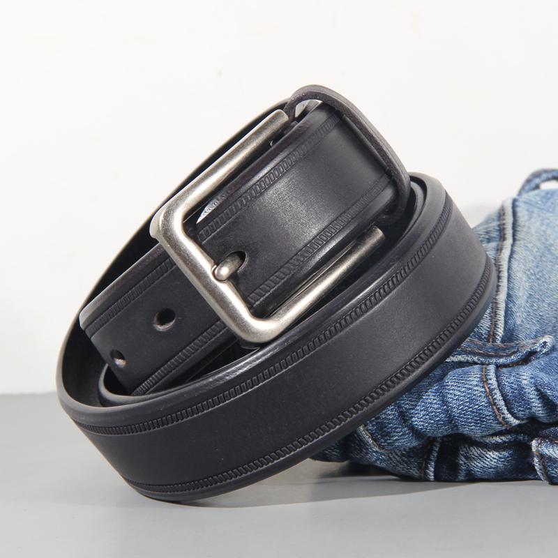 Genuine High Quality Leather Belt Men Luxury Vintage Aged Alloy Pin Buckle Design Belts Brand Strap for Jeans Designer Strap