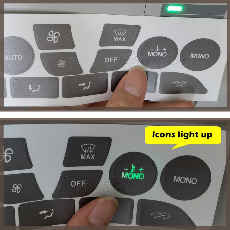 Für Ford Focus Knopf Aufkleber für Ford Focus 2 MK2 Zubehör Silber Vinyl Klima Reparatur Aufkleber für MK1 MK III Luft Klimaanlage Armaturenbrett