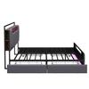 Upholstery Bed 160x200 Cm, Multifunctional Bed with LED Light, USB Socket, Drawers, Solid Iron Bed Frame, Youth Bed, Adult Bed, Double Bed, Synthetic