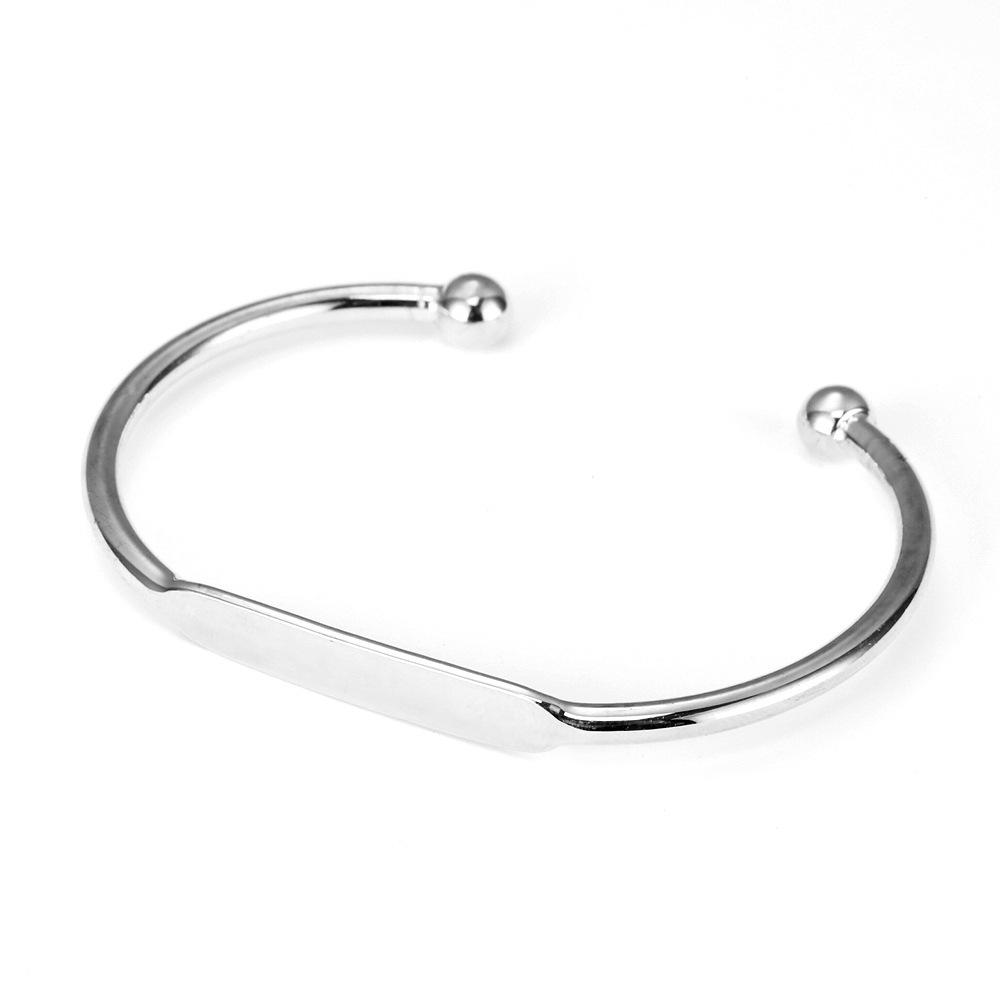 Minimalist Yellow Brass Polished Open C-Shape Bangle Bracelet for Women - European & American Style