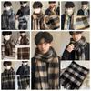 Plush Winter Cashmere Scarves Tassel Long Shawl Simple Plaid Wool Scarf  Student