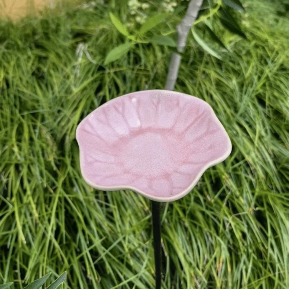Watering Station Flower Garden Stake Ceramic Bird Feeder Tray Bee Butterfly Water Feeder Outdoor