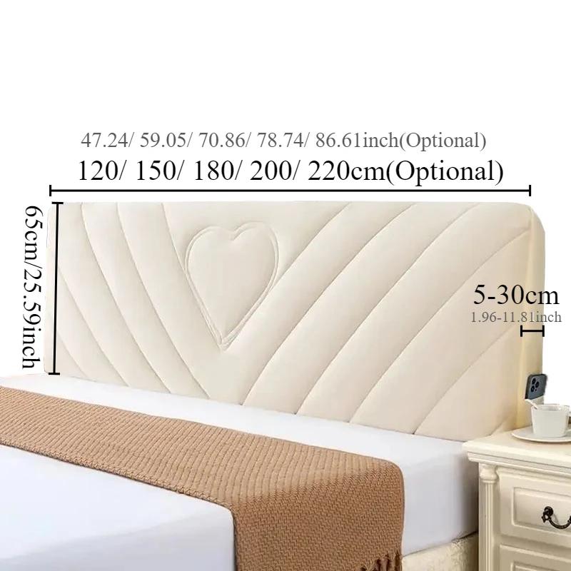 All-inclusive Plush Quilted Headboard Cover Thick Velvet Bed Head Cover Bed Backrest Dustproof Soft Bedside Protector Cover