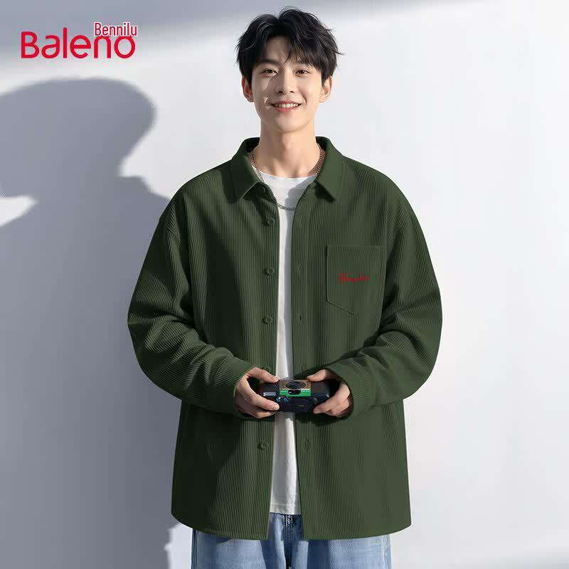 Baleno Men's Vintage American Corduroy Long Sleeve Shirt