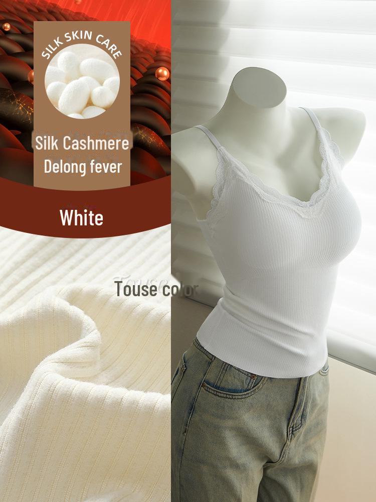 Nahtlose Thermounterwäsche für Damen mit Spitzenträgern, integrierten Polstern, kein BH erforderlich, ideal zum Layern und zur Körperformung