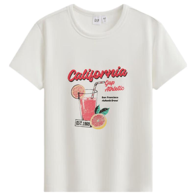 GAP Women s 2026 Summer Creative Print Crew Neck T-Shirt S