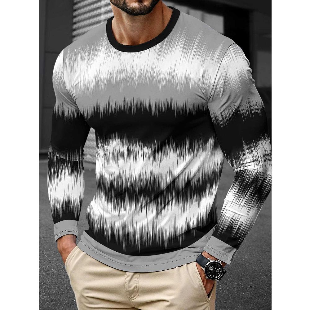 Men's Long Sleeved Casual Fashionable Simple Style Fashionable Versatile Comfortable Casual Plus Size Men's T-shirt