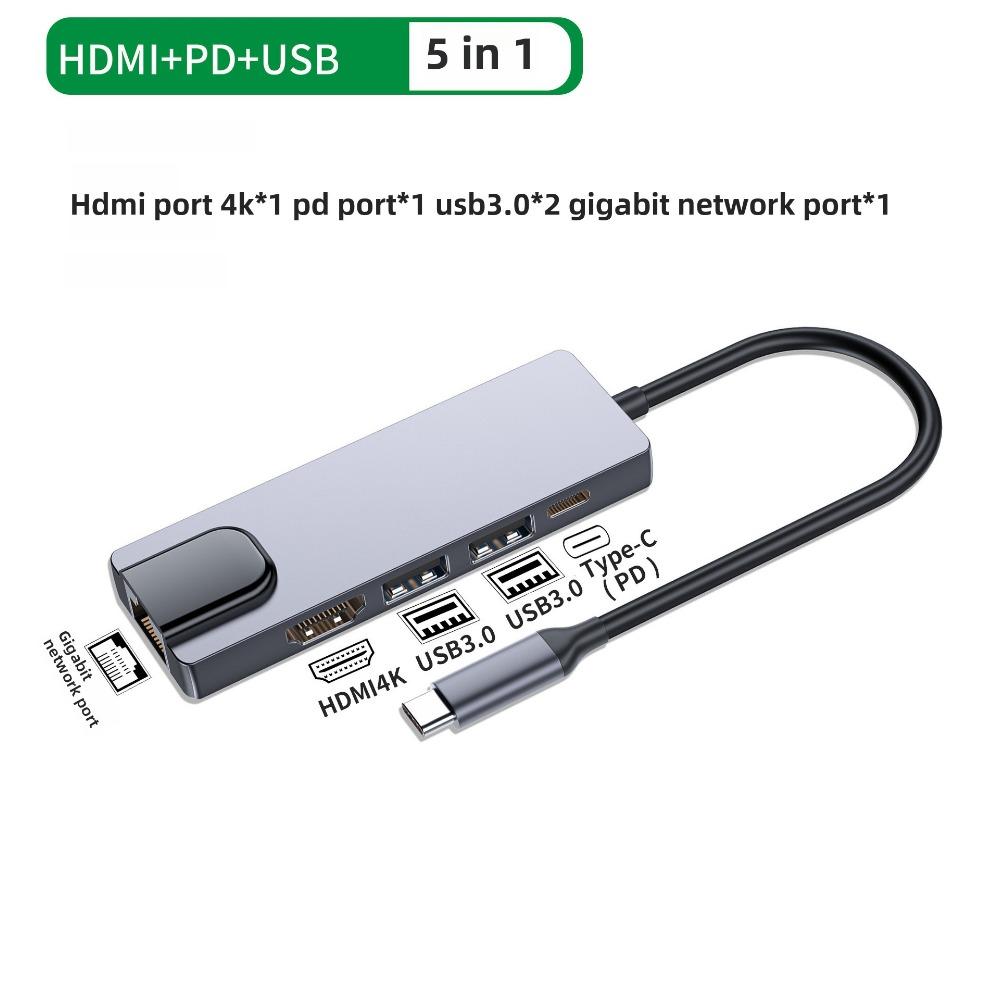 Multi Port USB C Hub 5 In 1 Type C To HDMI Ethernet USB Adapter for MacBook Laptop
