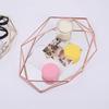 Three-dimensional Wrought Iron Storage Tray Nordic Minimalist Rose Gold Mirror Bottom Hexagonal Tray Home Decoration