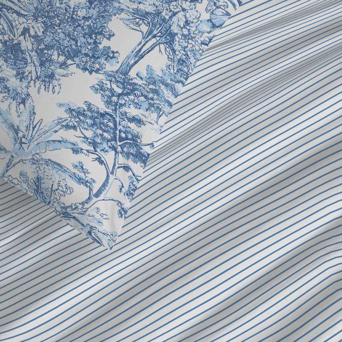 Complete Reversible Duvet Cover Set "Vanessa" 6 Pieces for 180 X 200 "King Size" Bed Adama Azur