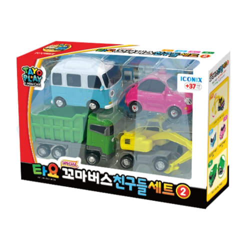 Friend Set: Tayo the Little Bus, Authentic Korean Popular Anime Bus Toy, Vehicle, Miniature Car, Educational Toy, Gift for Birthdays and Christmas, Fo