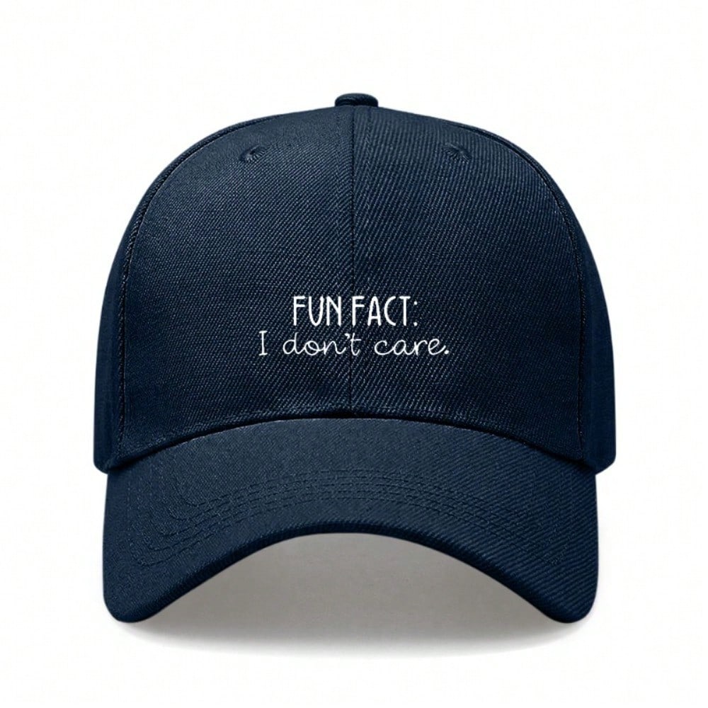 [Casual Baseball Cap] Beige "FUN FACT: I Don't Care." Print Baseball Hat, Adjustable Breathable Lightweight Curved Brim, Daily Wear Sun Dad Hat