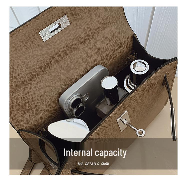 Women's Versatile Lychee Pattern Kelly Bag - Fashionable Large-Capacity Shoulder and Crossbody Handbag