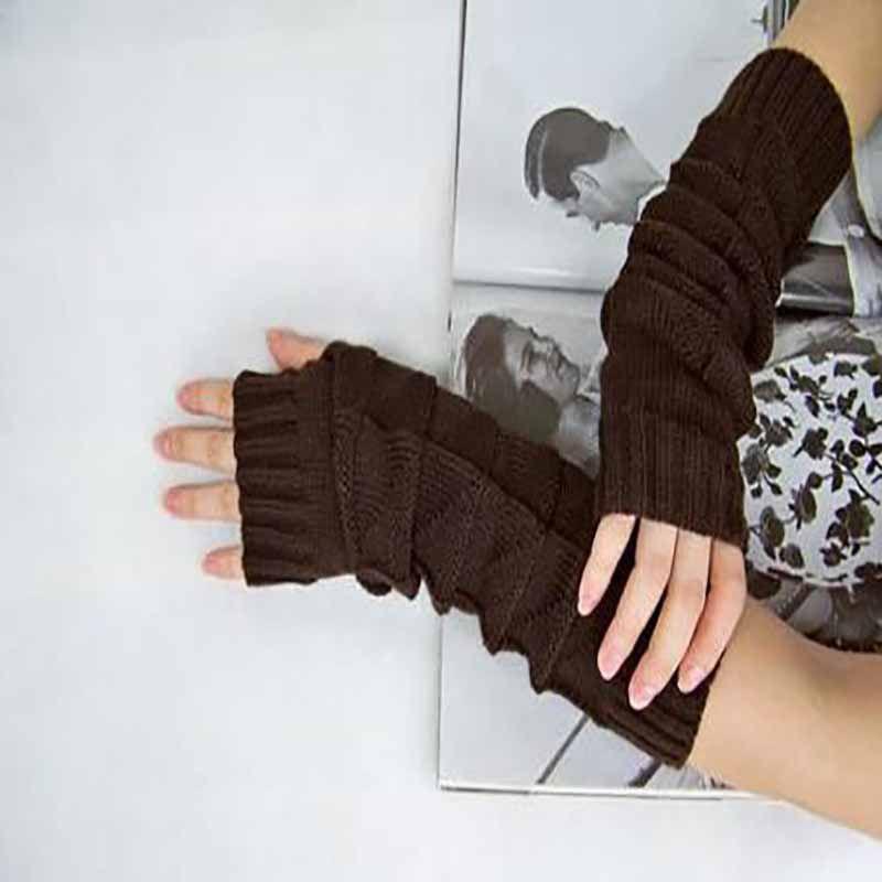 Chic Knitted Crochet Arm Warmers Long Fingerless Gloves For Trendy Women