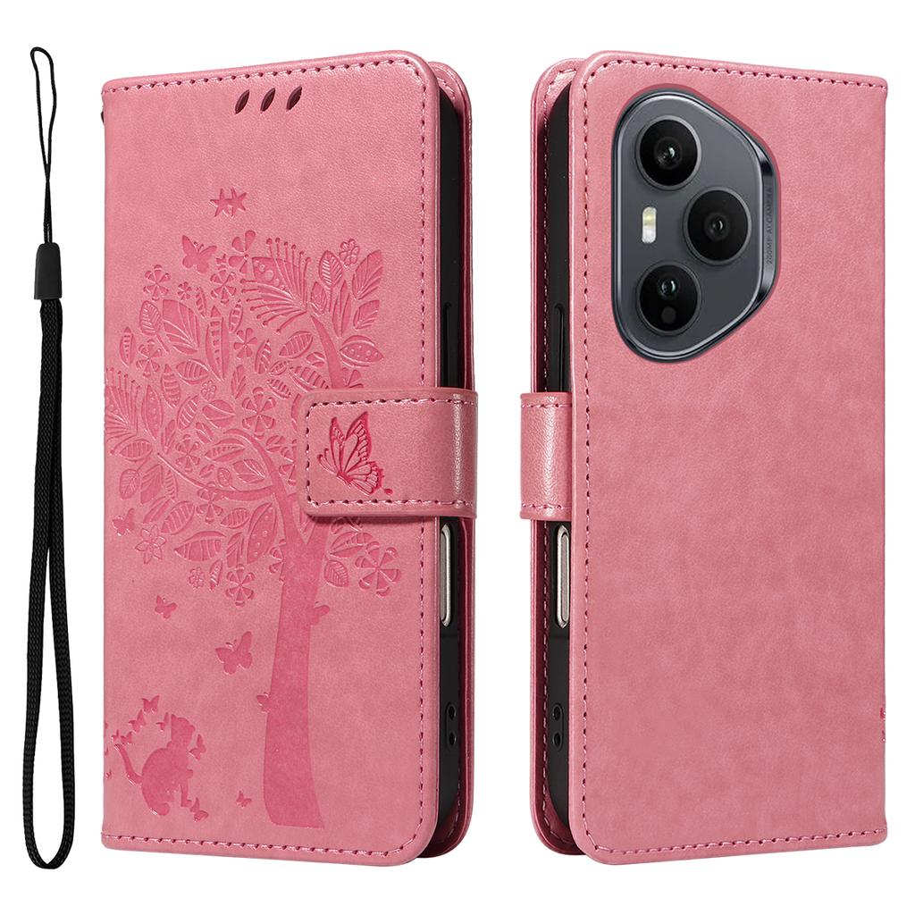 For Honor 400 Pro 5G (Global) Phone Case with Stand Cat Tree Pattern Leather Wallet Mobile Cover