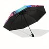 Dolphin Love Automatic Folding Umbrella  Simple 8 Rib Design, Bright Cartoon Pattern, Durable Iron Frame, Suitable For Travel, Outdoor, Beac