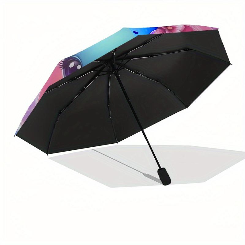 Dolphin Love Automatic Folding Umbrella Simple 8 Rib Design, Bright Cartoon Pattern, Durable Iron Frame, Suitable For Travel, Outdoor, Beac
