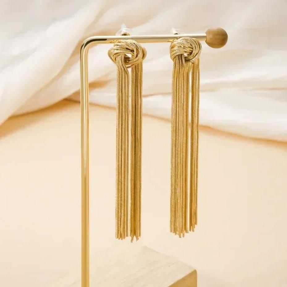 Women Elegant Fashion Snake Bone Chain Knotted Tassel Earrings Show Magazine Style Personalized Women's Jewelry Earrings Gifts